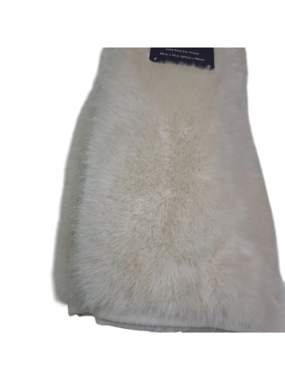 Brooks Brothers Luxe Faux Fur Throw Blanket Beige With Sparkling Strands Cozy